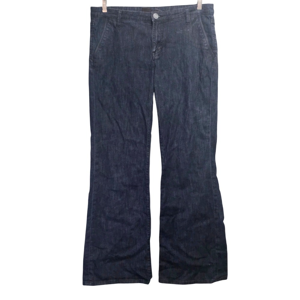 Kut from the Kloth Women Dark Wash Wide Leg Jeans Sz 12 Flap Blue Pocket Indigo